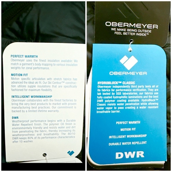 Obermeyer Ski Jacket Down Insulator Womens Small Black Water Repellent Coat NWT - Picture 10 of 12